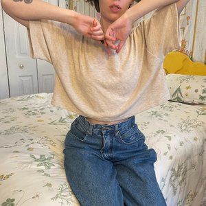 SO SOFT brown wide cropped boatneck t shirt!